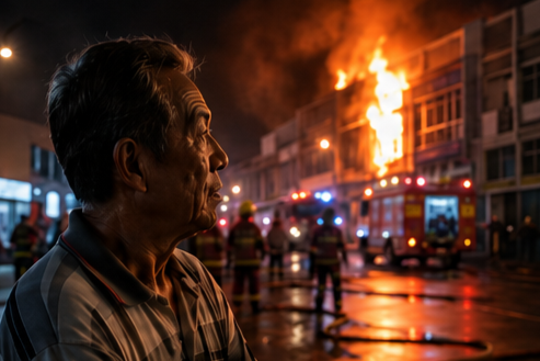 Uncle looking at fire