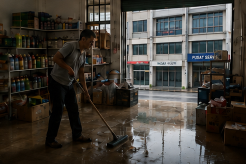 Water damage in shop